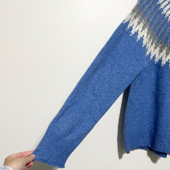 J Crew Womens Fair Isle Merino Wool Alpaca Sweater XL Blue Nordic Supersoft Yarn - Picture 3 of 8